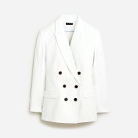 Double-breasted blazer in stretch linen blend