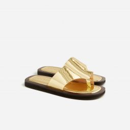 Toe-ring slide sandals in leather