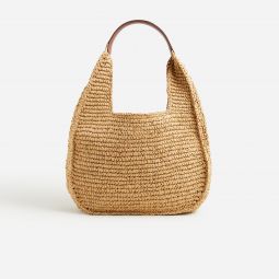 Hand-knotted straw shoulder bag