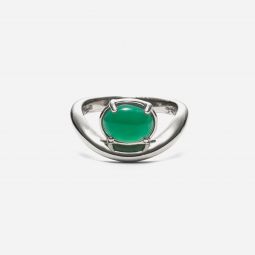 Lady Grey curve ring with green onyx in gold