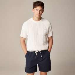 Short-sleeve cotton cable-knit sweater