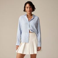 Garu0026ccedil;on classic shirt in striped cotton-linen blend gauze