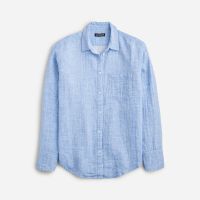 Garu0026ccedil;on classic shirt in striped cotton-linen blend gauze