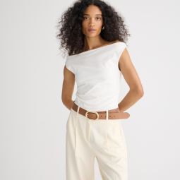 Off-the-shoulder tank top in stretch cotton blend