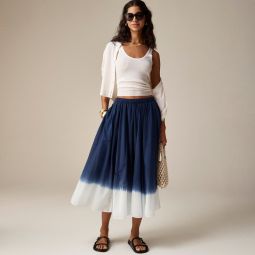 Pull-on midi skirt in dip-dyed cotton voile