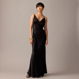 Collection full-length V-neck slip dress in luster crepe