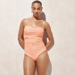 Ruched bandeau one-piece swimsuit