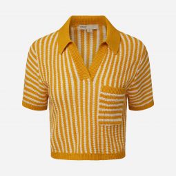Onia linen knit cropped polo shirt