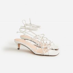 Zadie knotted lace-up kitten heels in metallic leather