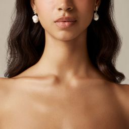 Freshwater pearl and baguette crystal drop earrings