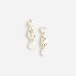 Crystal-embellished pearl drop earrings