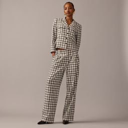 Collection wide-leg essential pant in plaid Italian city wool blend