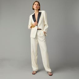 Collection pleated wide-leg tuxedo pant in Italian wool