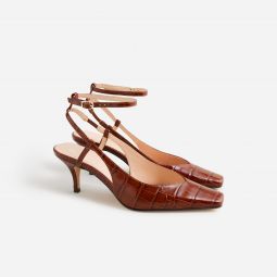 Leona ankle-strap heels in croc-embossed leather