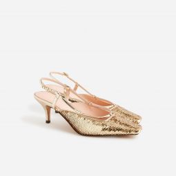 Leona slingback heels in metallic croc-embossed leather