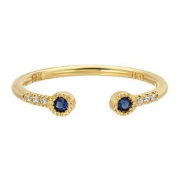 Sapphire Bezel Equilibrium Cuff Ring - Blue