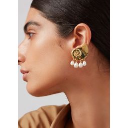 Lucille Climber Nautilus Earrings - Gold/Pearls