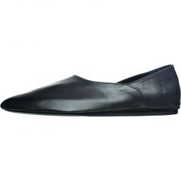 leather slippers - Black