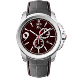 Gliese Maroon Dial Black Leather Mens Watch