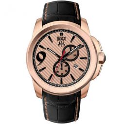 Gliese Rose Gold Dial Black Leather Mens Watch