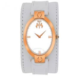Good Luck White Dial Grey Leather Ladies Watch
