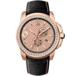 Gliese Rose Gold Dial Black Leather Mens Watch