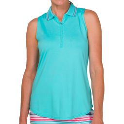 JoFit Womens Cutaway Rib Collar Sleeveless Golf Polo