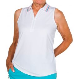 JoFit Womens Cutaway Rib Collar Sleeveless Golf Polo