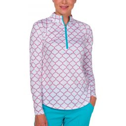 JoFit Womens Printed UV Mock Long Sleeve Golf Top