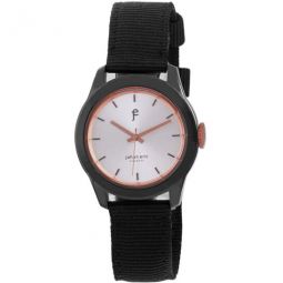 Naestved Young Sporty Round Black IP Steel Canvas Strap Mens Watch