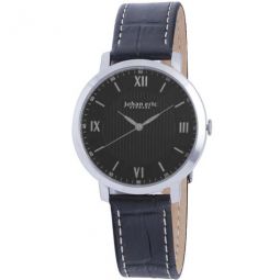 Koge Round Steel Black Dial Black Leather Watch JE1700-04-001