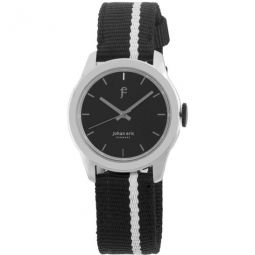 Naestved Young Sporty Round Steel White Stripe Canvas Strap Mens Watch