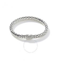 Dot Silver Small Chain Bracelet with Pusher Clasp, Size UM -