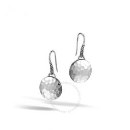 Dot Hammered Silver Drop Earrings -
