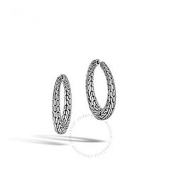 Classic Chain Silver Small Graduated Hinged Earrings -