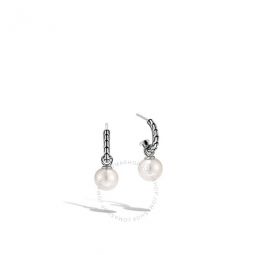 Classic Chain Fresh Water Pearl Huggie Earrings -