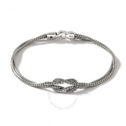 Classic Chain Manah Love Knot Double Row Sterling Silver Bracelet - Bu900776xum
