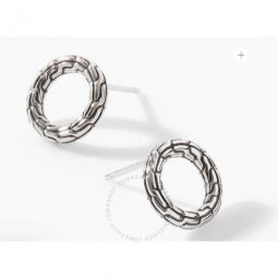 Carved Chain Stud Earring, Sterling Silver -