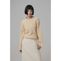 Soft Wool Cropped Round Neck Sweater - Marzipan