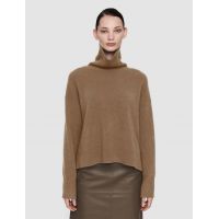 High Neck Brushed Cashmere Sweater - Hickory