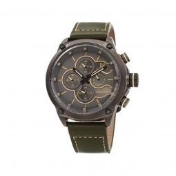 Mens Chronograph Leather Grey Dial