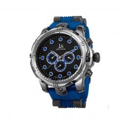 Mens Blue Plastic with Metal Accents Black Dial