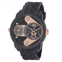 Multi-Function Black Dial Black Silicone Mens Watch