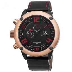 Joshua & Sons Multifunction Black Dial Black Leather Mens Watch