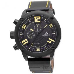 Joshua & Sons Multifunction Black Dial Black Leather Mens Watch