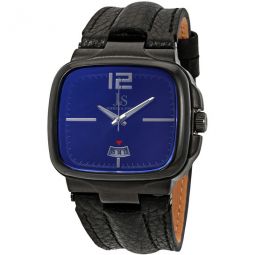 Square Blue Dial Leather Mens Watch