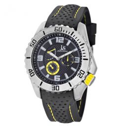 Multi-Function Black and Yellow Silicone Strap Mens Watch