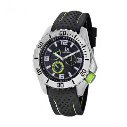 Multi-Function Black Dial Black Silicone Strap Mens Watch