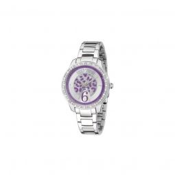 Womens Shiny Stainless Steel Purple Dial