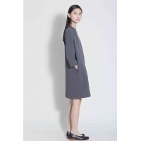 Pure 3/4 Sleeve Mockneck Dress / Size S - Dark Grey